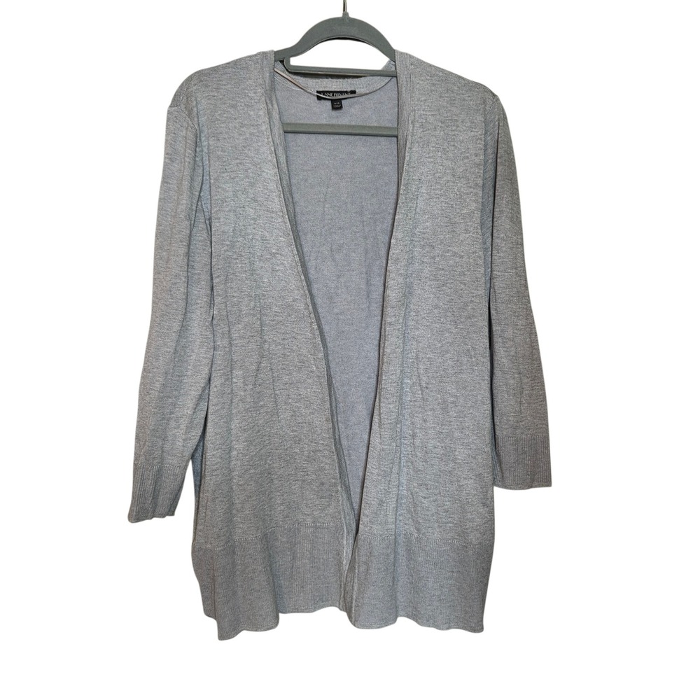 Lane Bryant Womens Gray Open Front Cardigan Sweater Size 14/16 3/4 Sleeve Knit